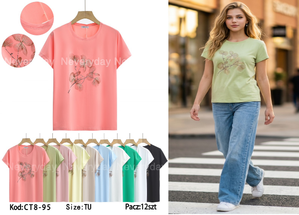 Bluzki damskie Roz Standard, Mix Kolor Paczka 12 szt